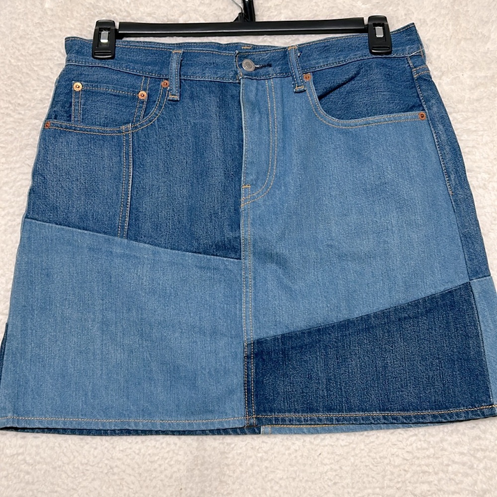 Levi’s Denim Patchwork Everyday Jean Mini Skirt S… - image 1